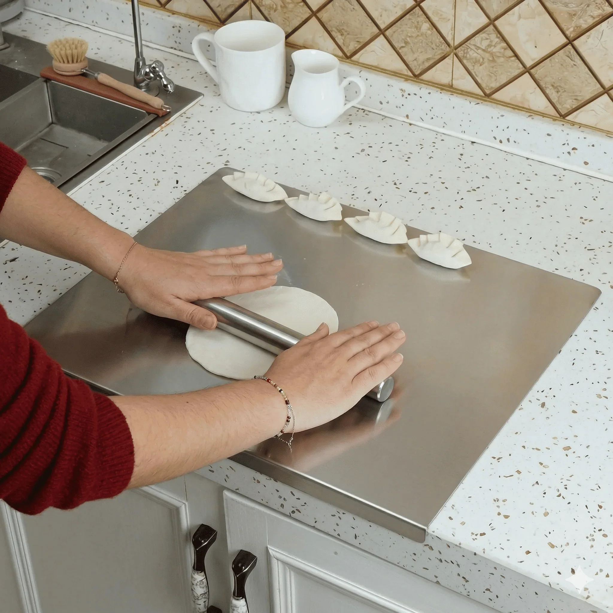 Planche de découpe en acier inoxydable antidérapante pour cuisine et pâtisserie - Image 8