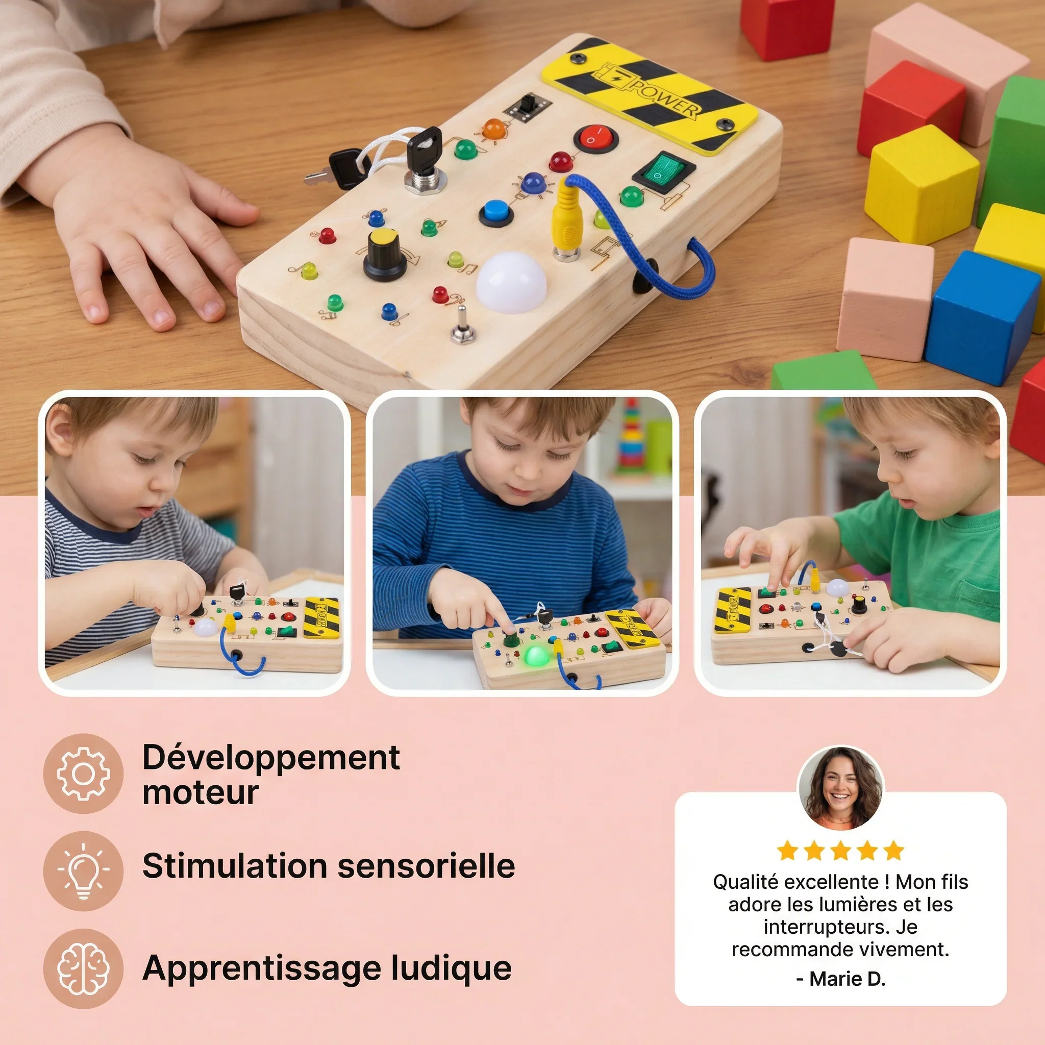 Planche Montessori sensorielle en bois - Image 4