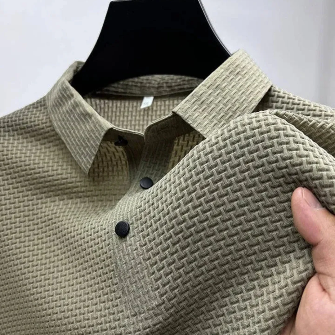 Polo texturé respirant à col boutonné - Image 2