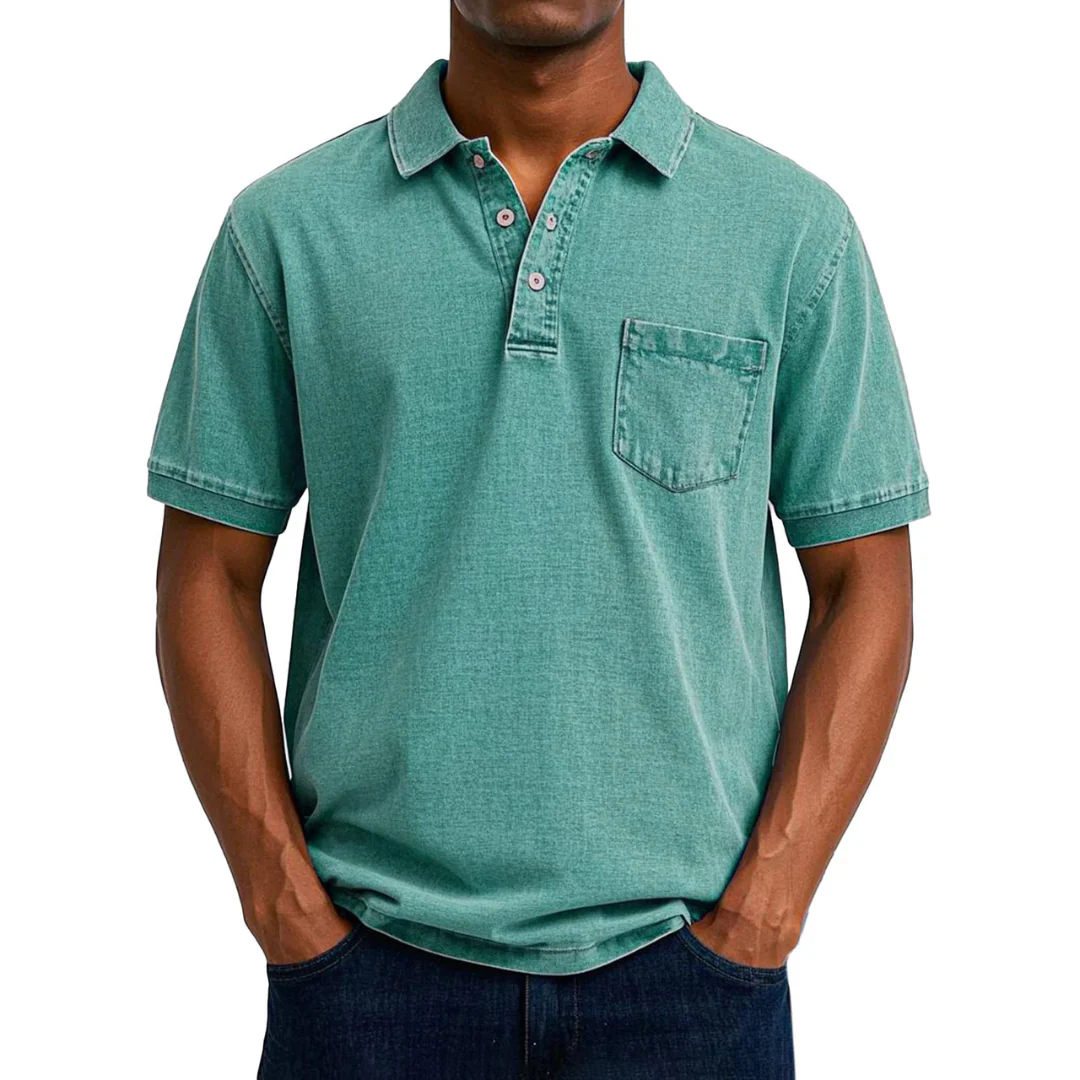 Chemise Polo Vintage Décontractée pour Homme - Image 3
