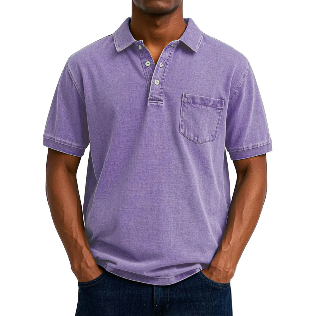Chemise Polo Vintage Décontractée pour Homme - Image 4
