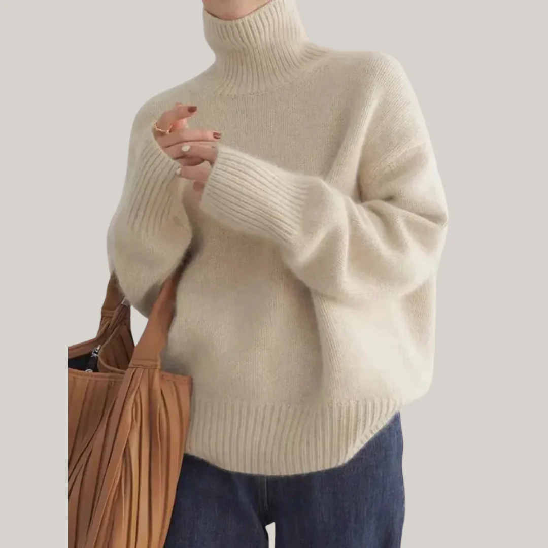 Pull avec col haut en cachemire doux