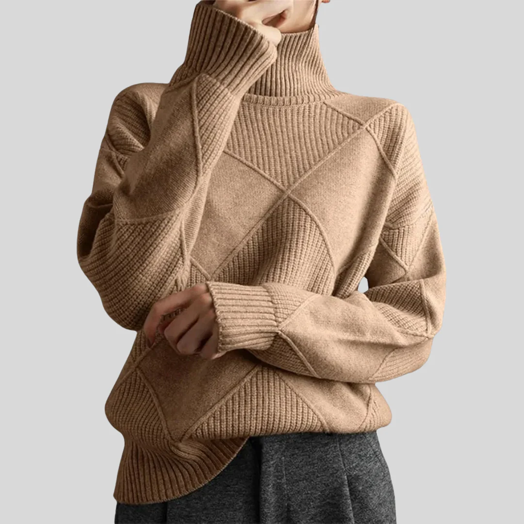Doux pull à col roulé en maille cachemire