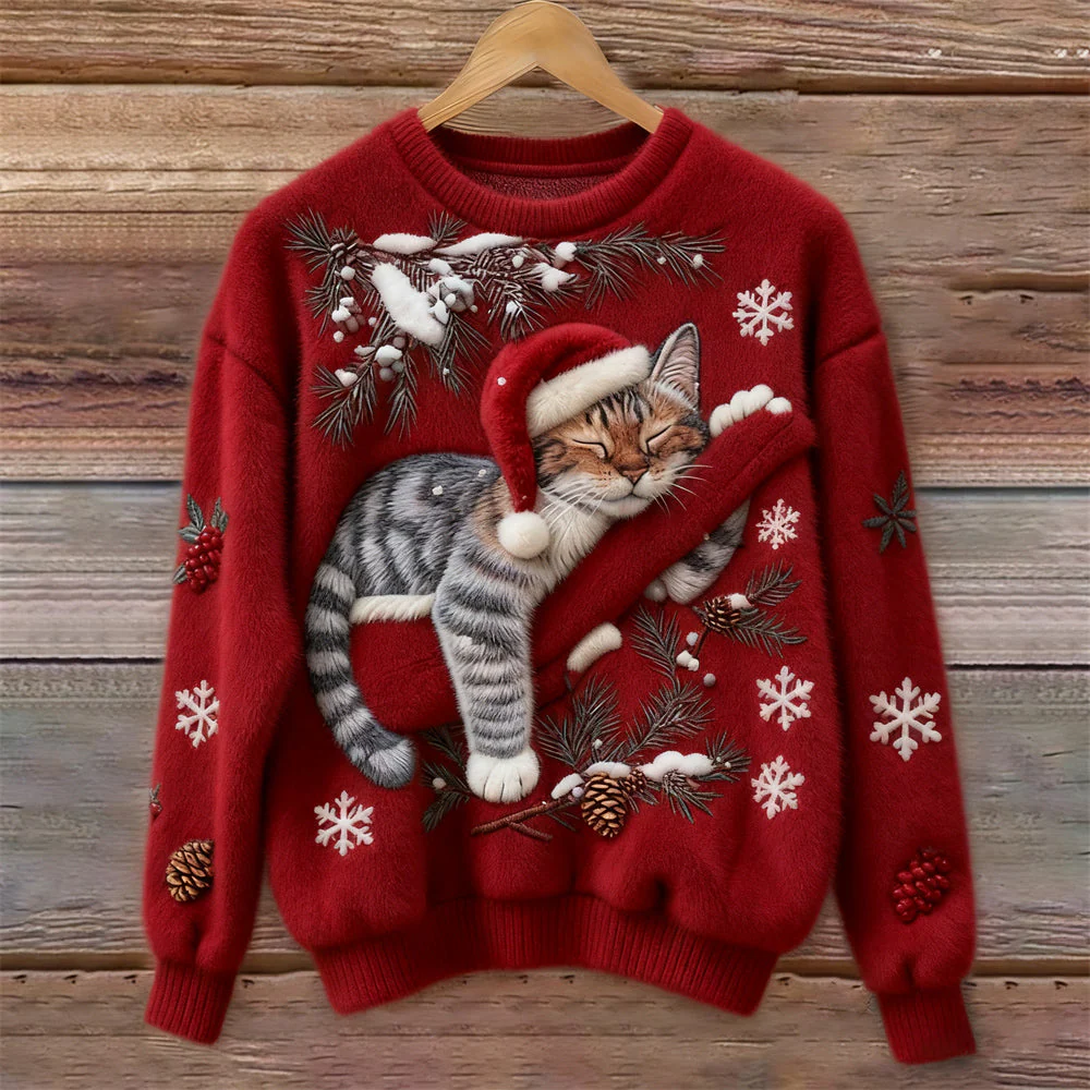 Pull de Noël Festif avec Chat - Image 3