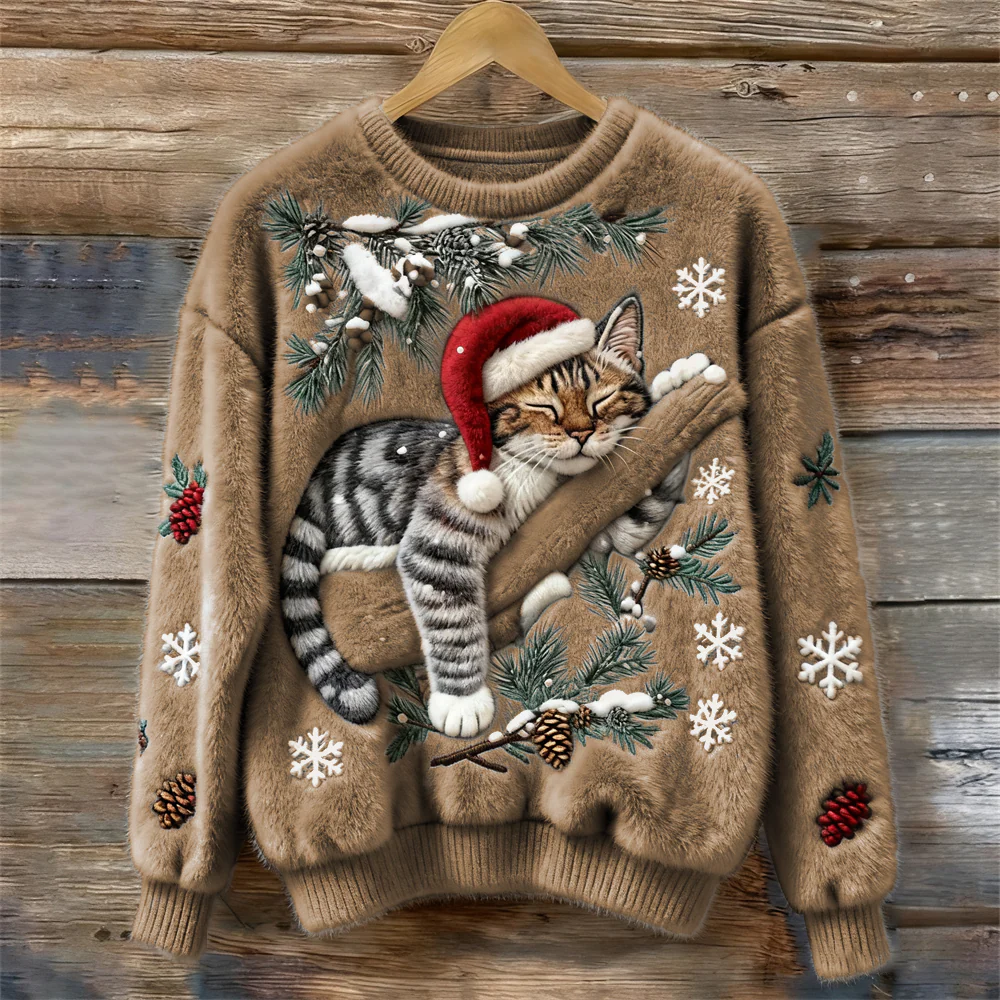 Pull de Noël Festif avec Chat - Image 5