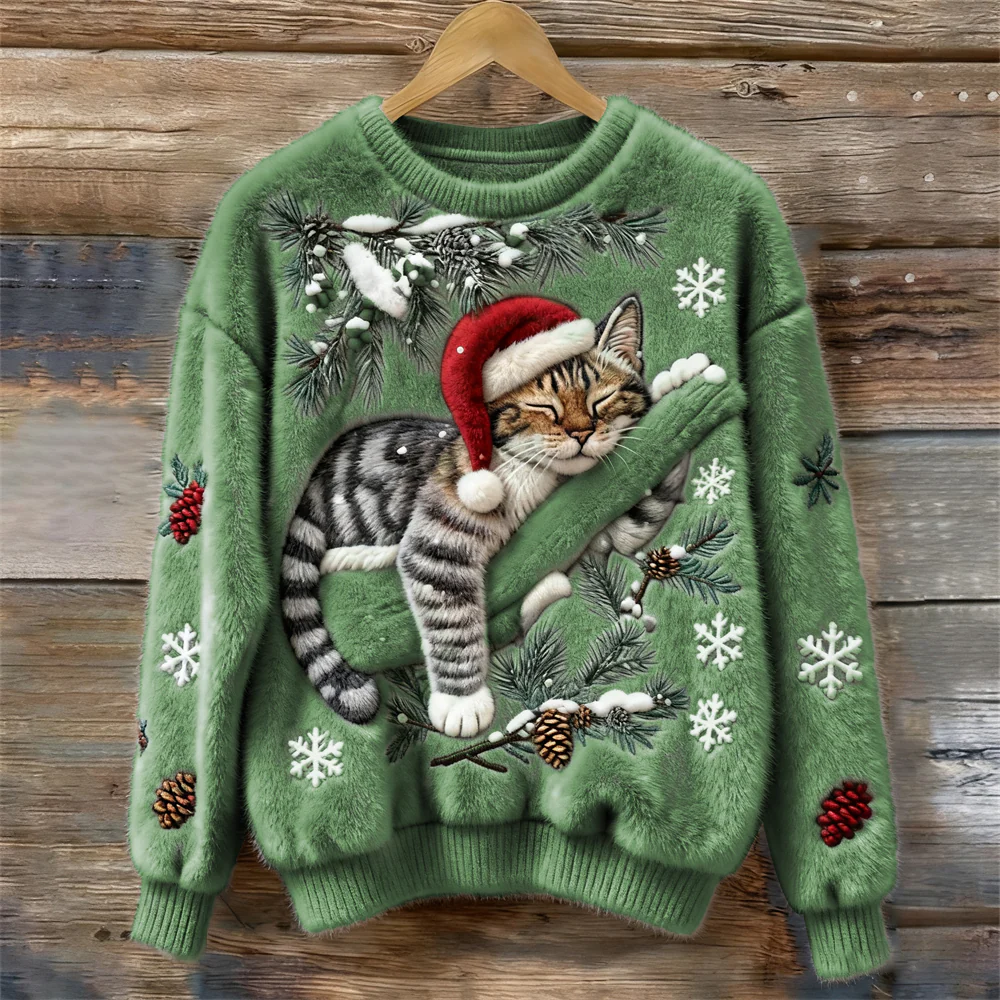 Pull de Noël Festif avec Chat - Image 7