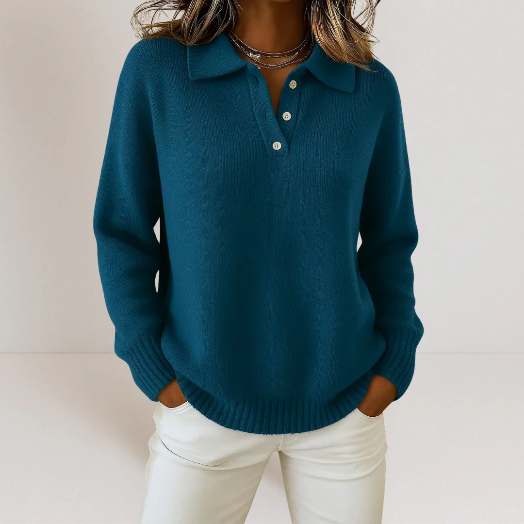 Pull en maille douce à col boutonné - Image 2