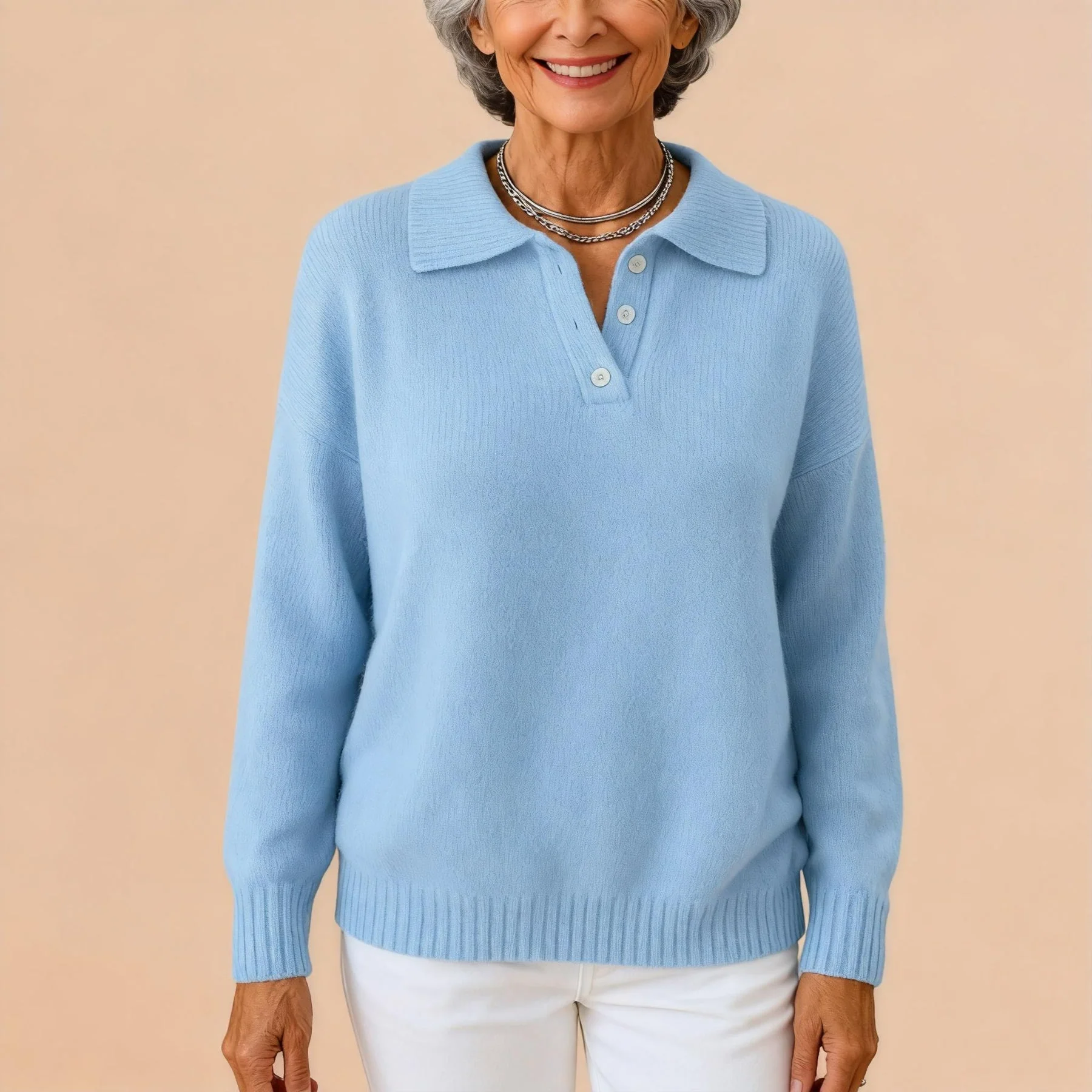 Pull en maille douce à col boutonné - Image 6