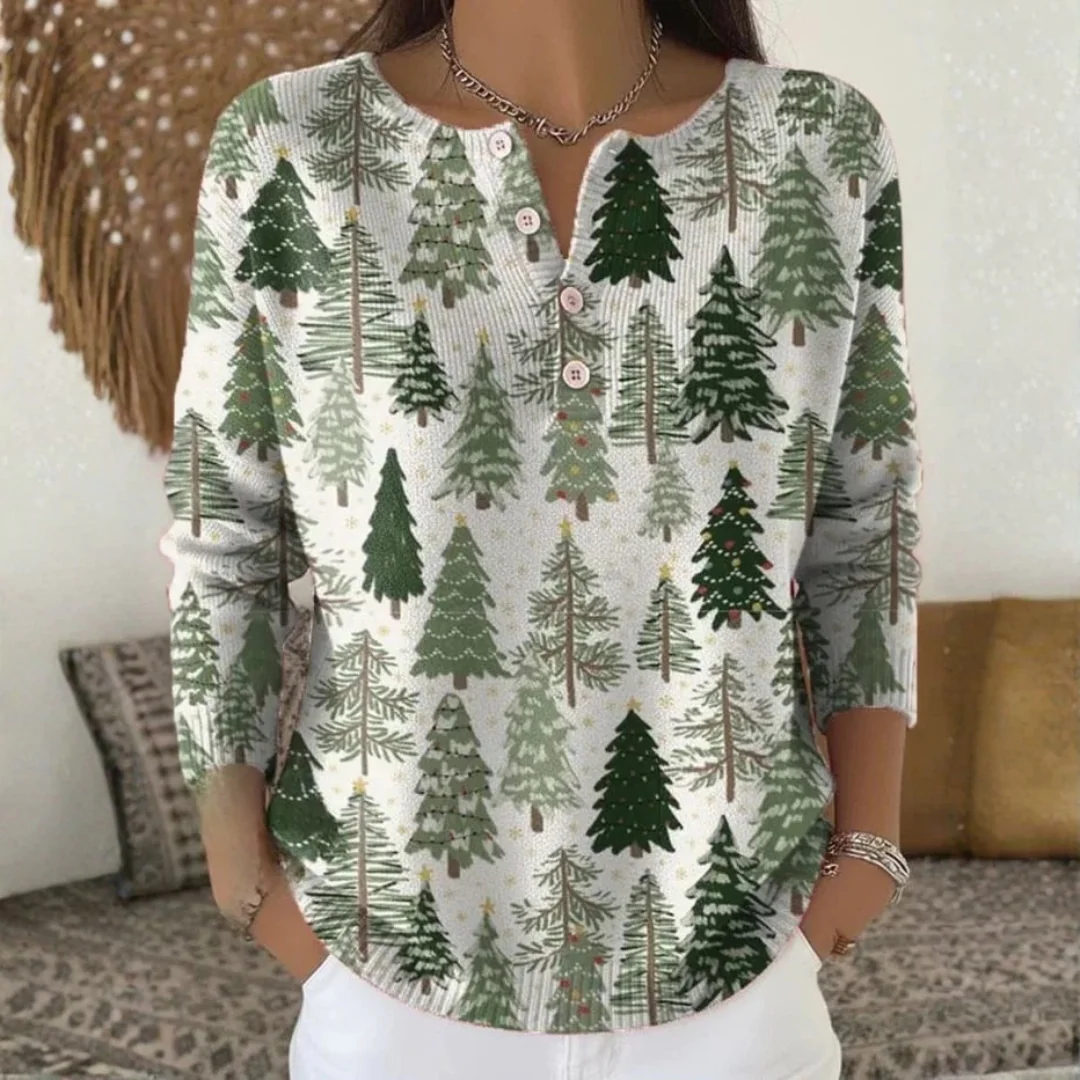Pull de Noël à boutons pour femmes - Image 3