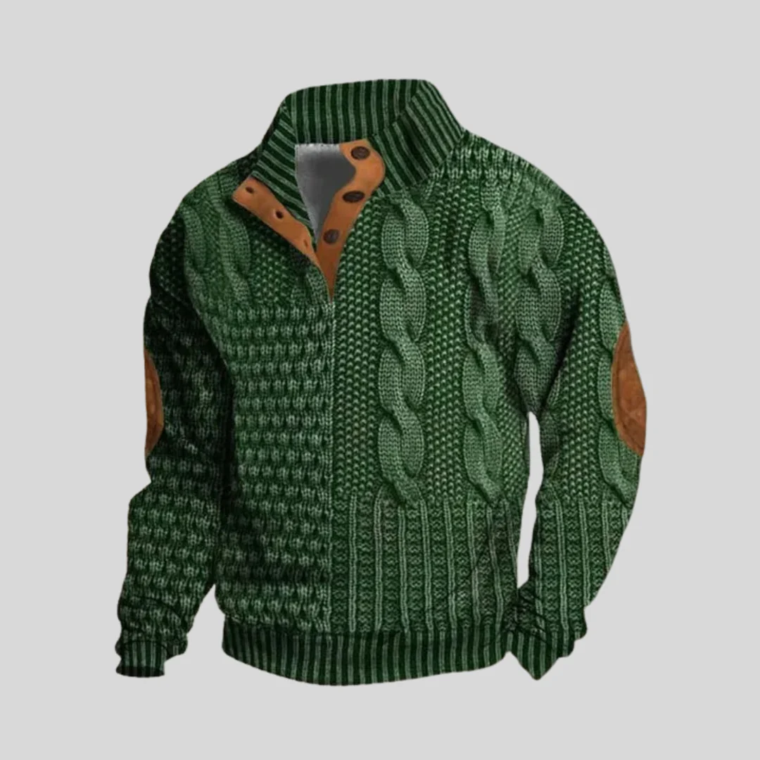 Pull zippé homme vintage en maille torsadée - Image 4