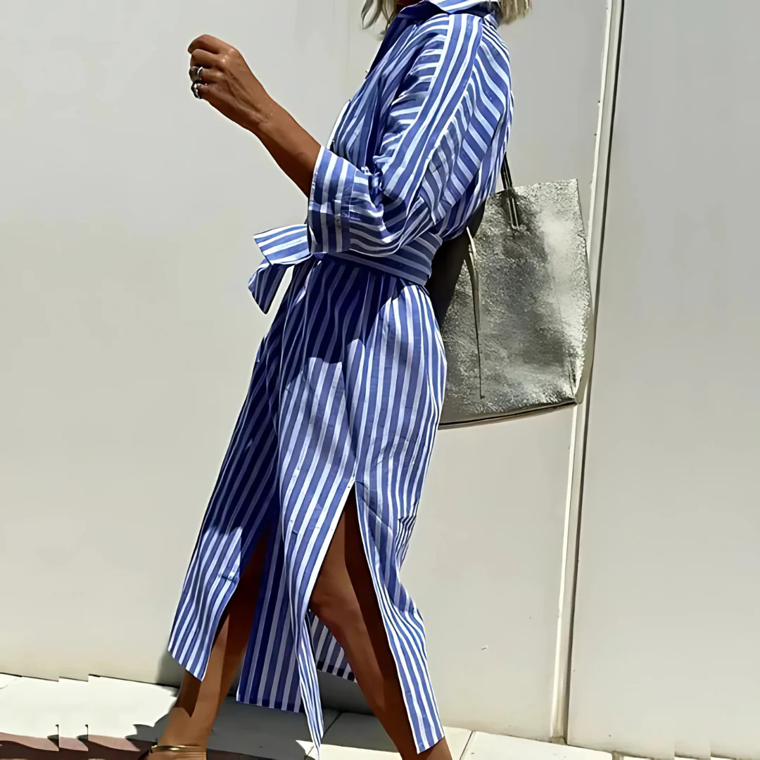 Robe chemise à rayures chic pour femme - Image 2