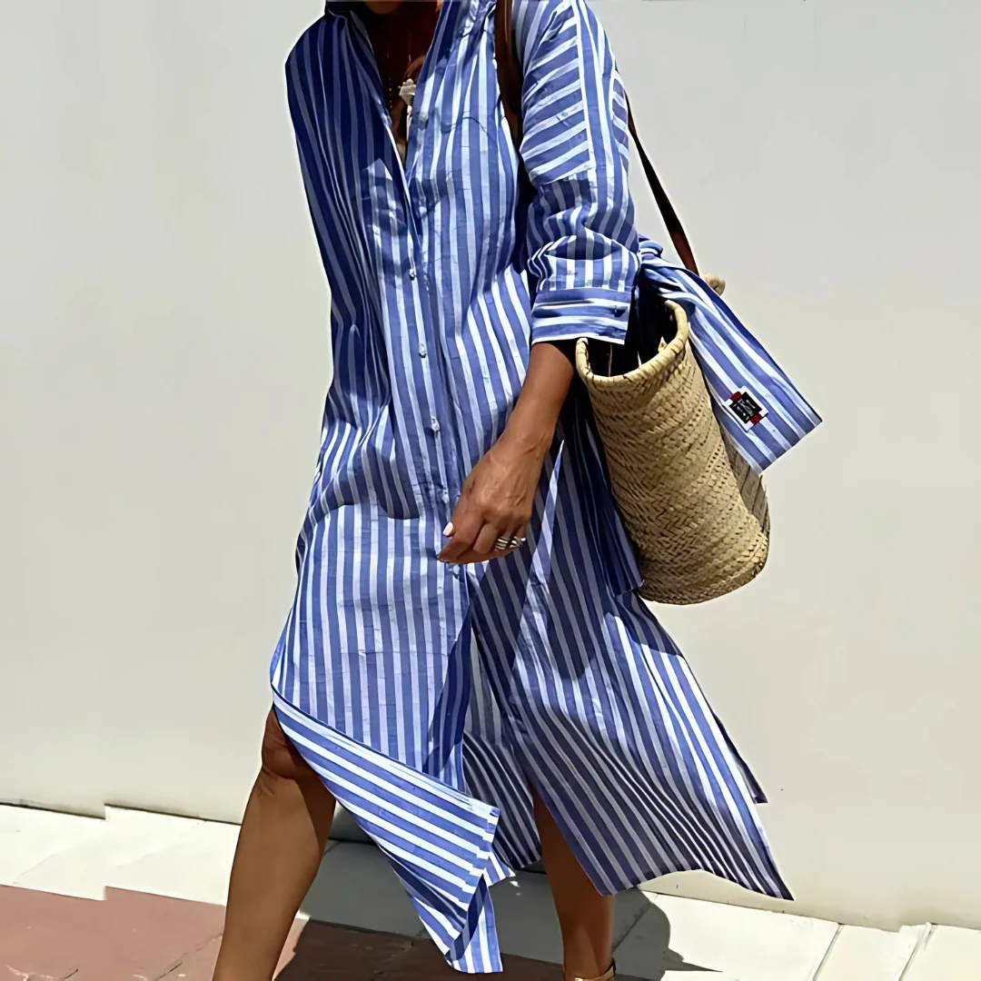 Robe chemise à rayures chic pour femme - Image 3