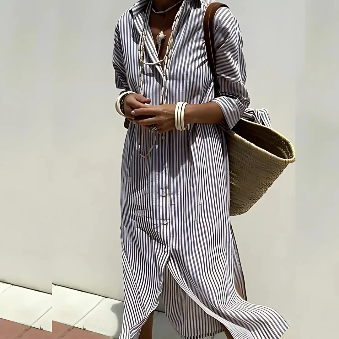 Robe chemise à rayures chic pour femme - Image 4