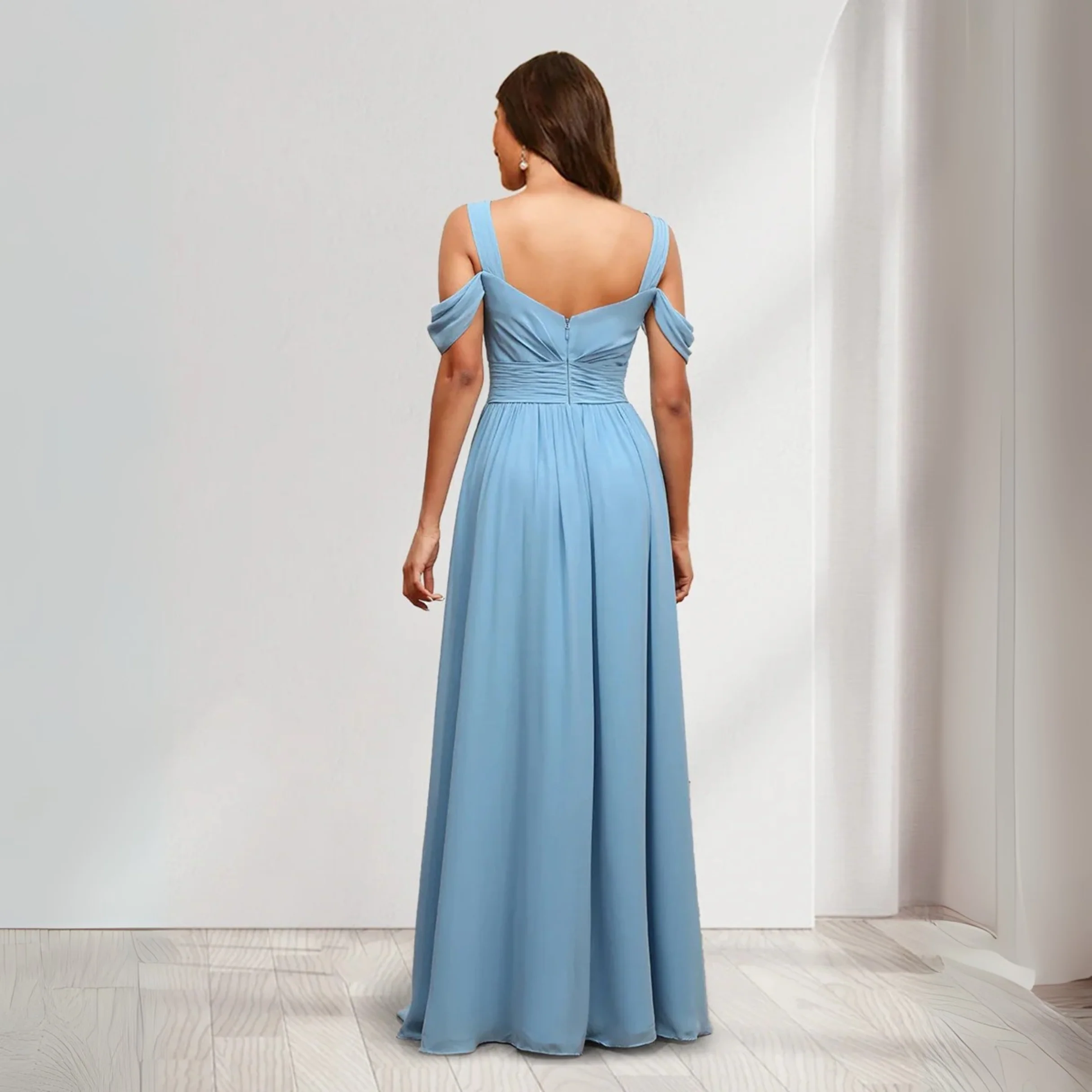 Robe de demoiselle d'honneur en mousseline - Image 10