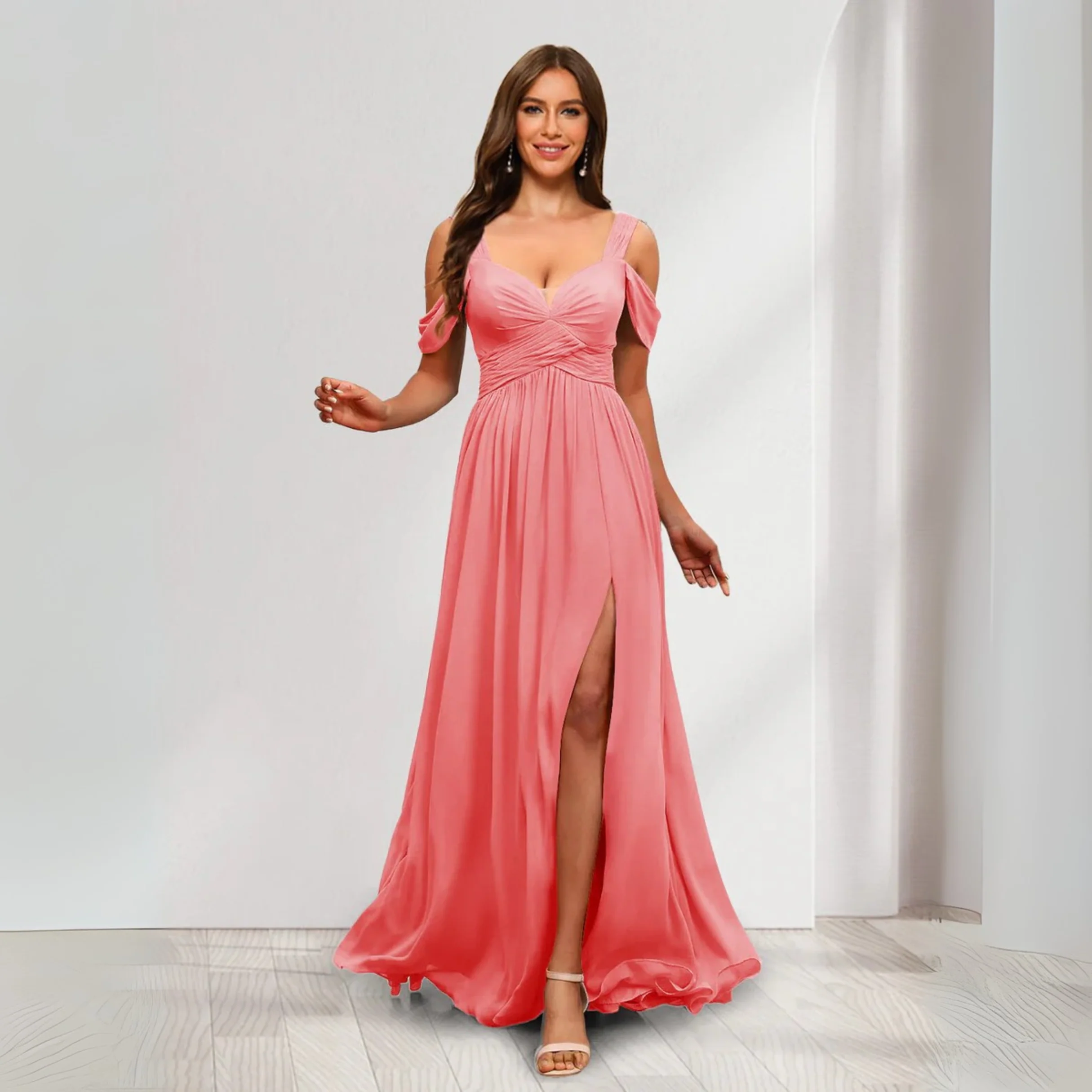 Robe de demoiselle d'honneur en mousseline - Image 5