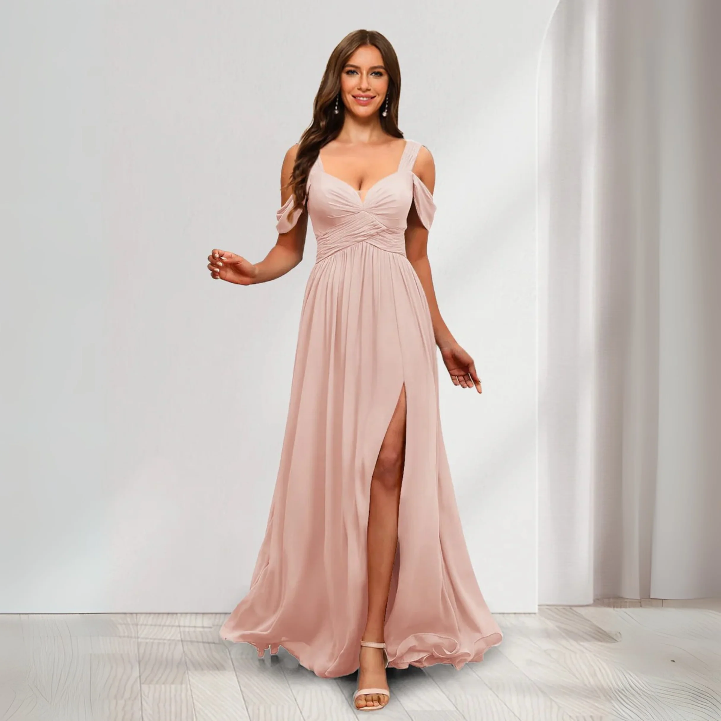 Robe de demoiselle d'honneur en mousseline - Image 6
