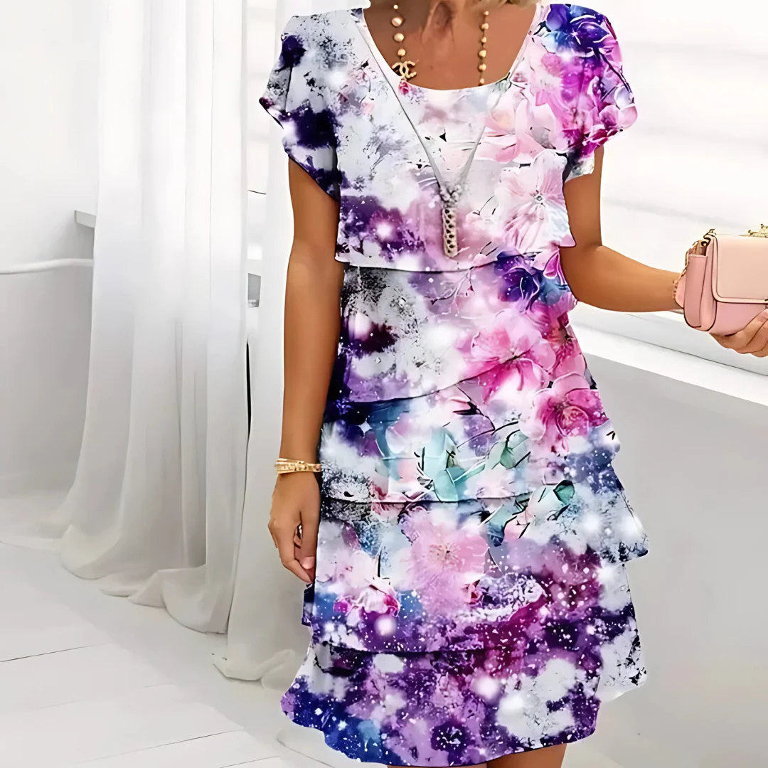 Robe à volants imprimé floral multi-végétal - Image 5
