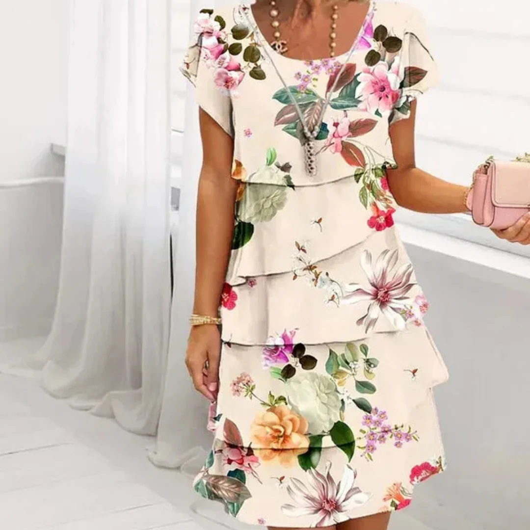 Robe à volants imprimé floral multi-végétal - Image 6