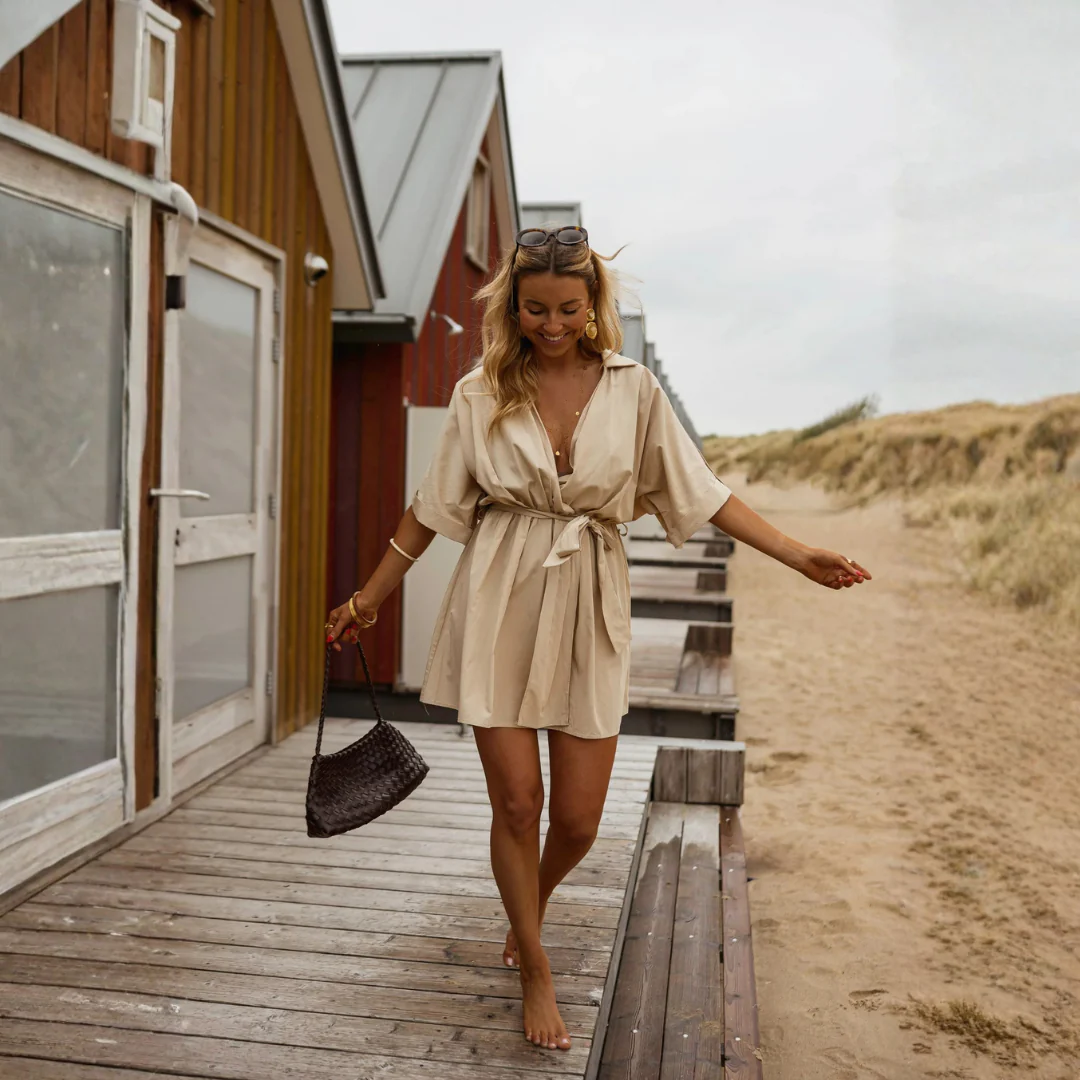 Robe Fluide Élégante Femme avec Ceinture Ajustable - Image 2