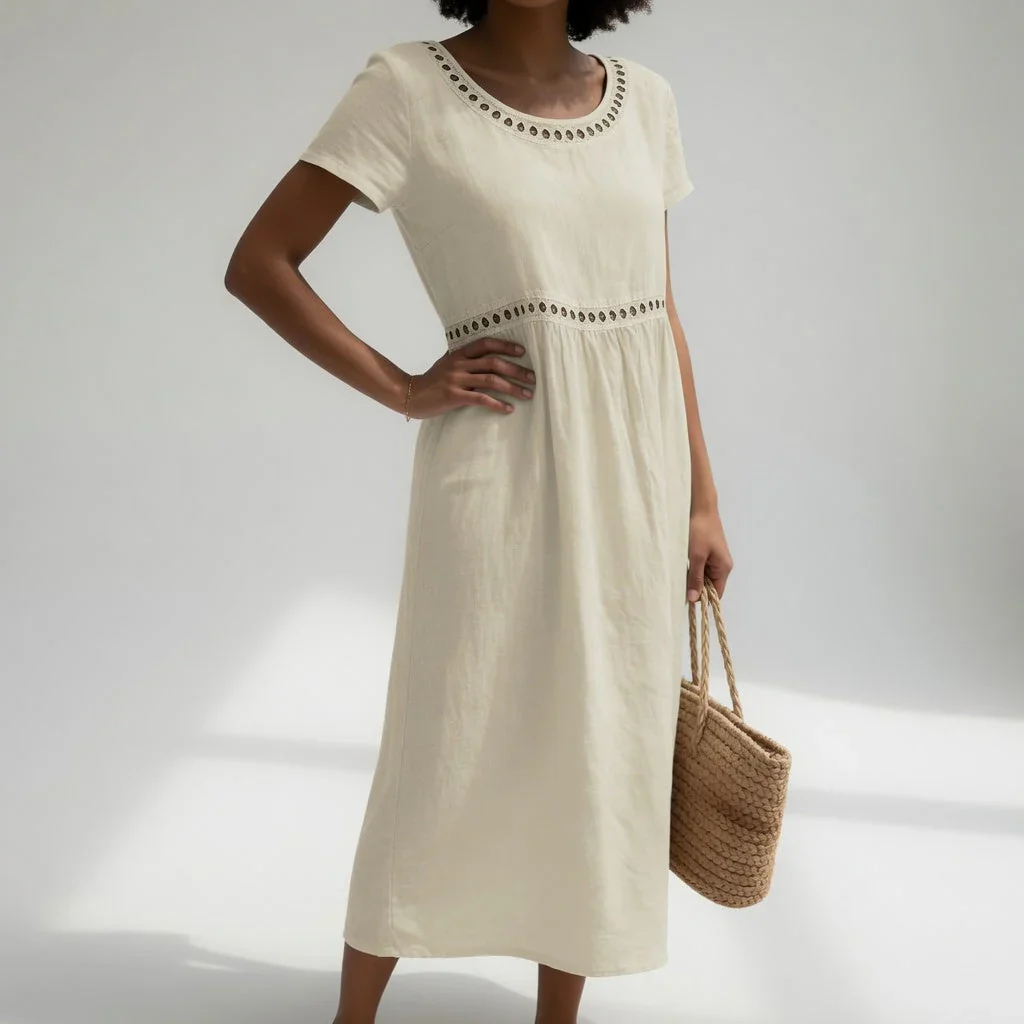 Robe Longue Brodée Femme - Image 5