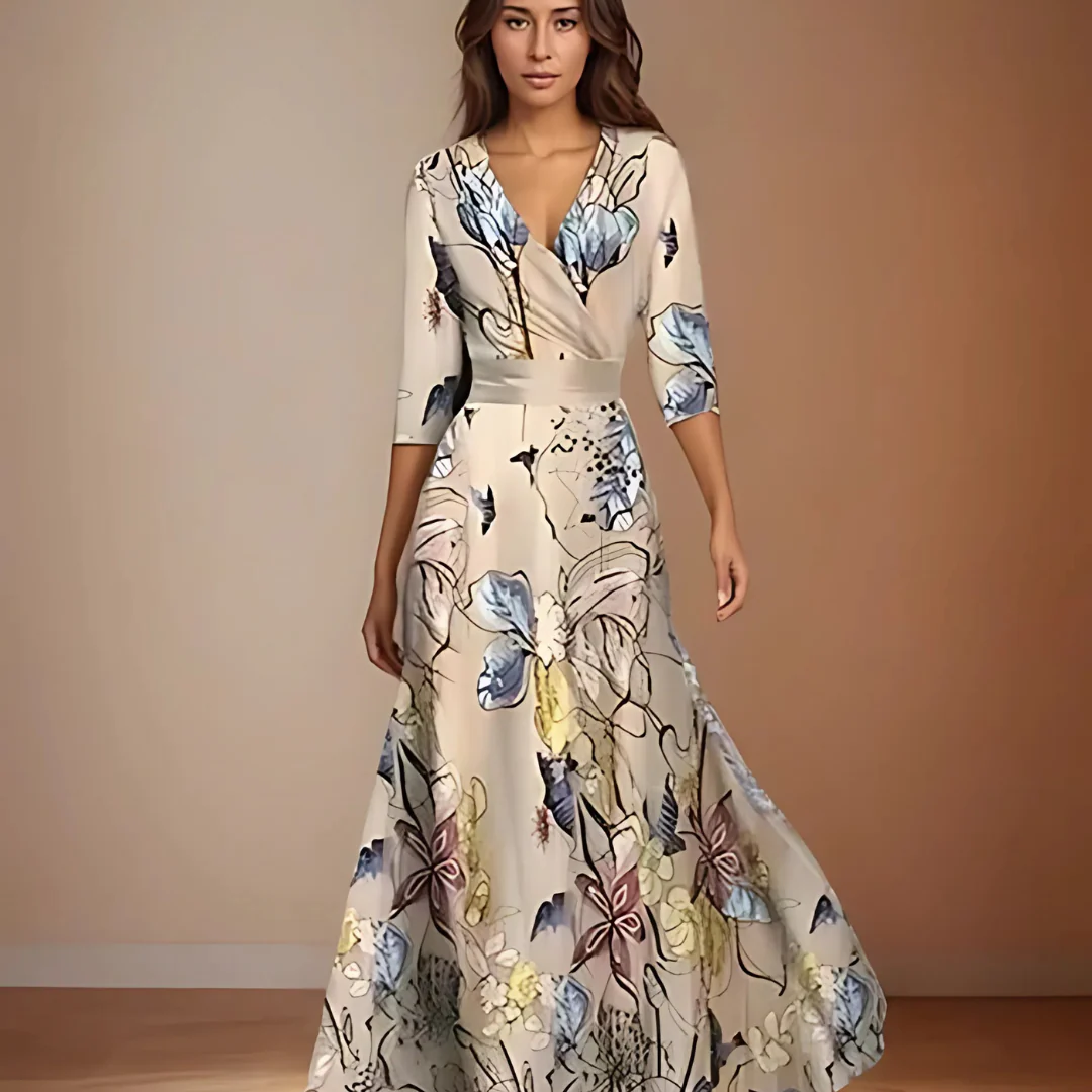 Robe longue portefeuille à fleurs - Image 7