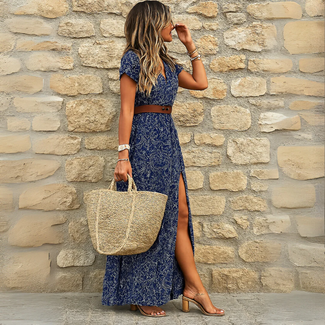 Robe longue fendue à fleurs - Image 2