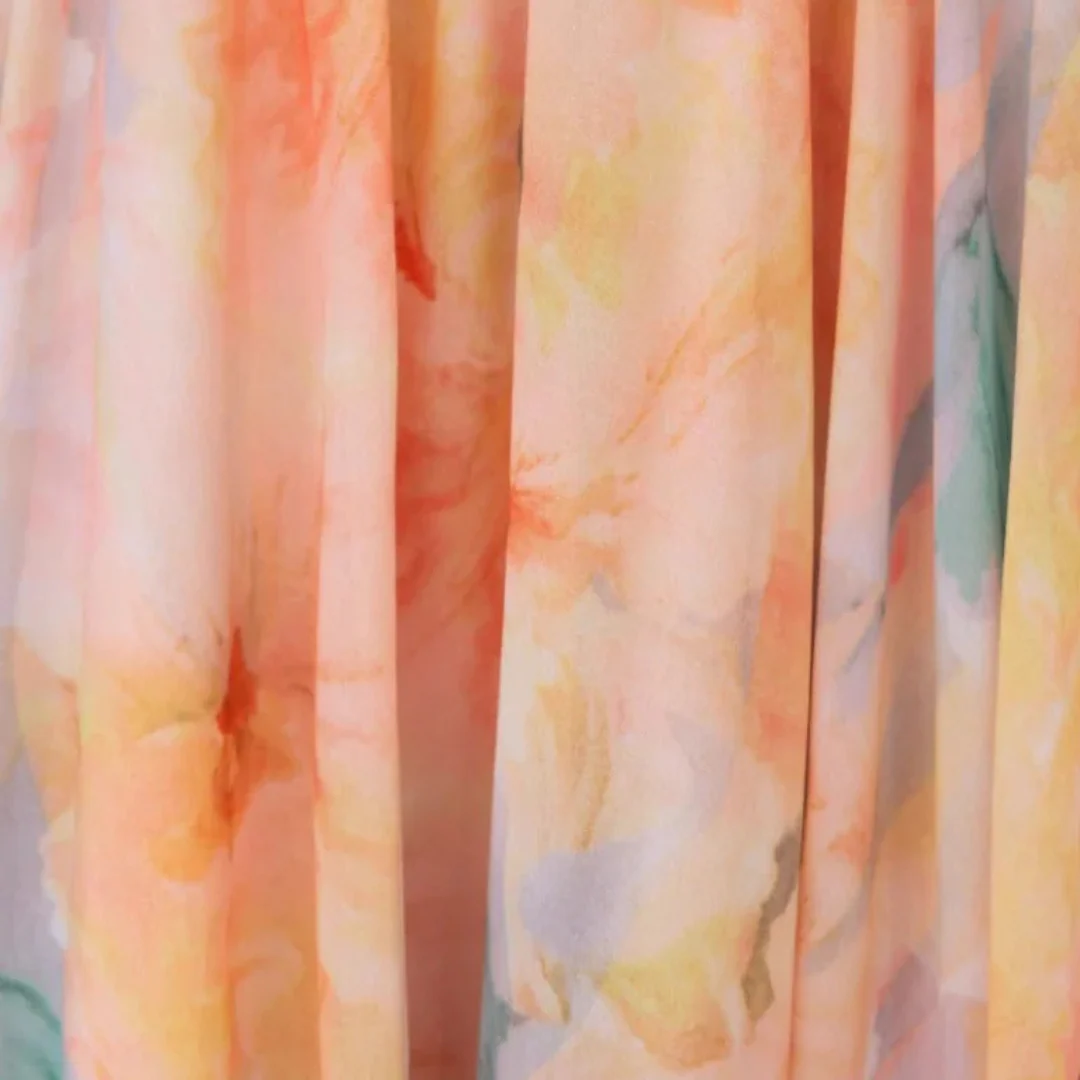 Robe midi à col noué – Teinte pêche - Image 4