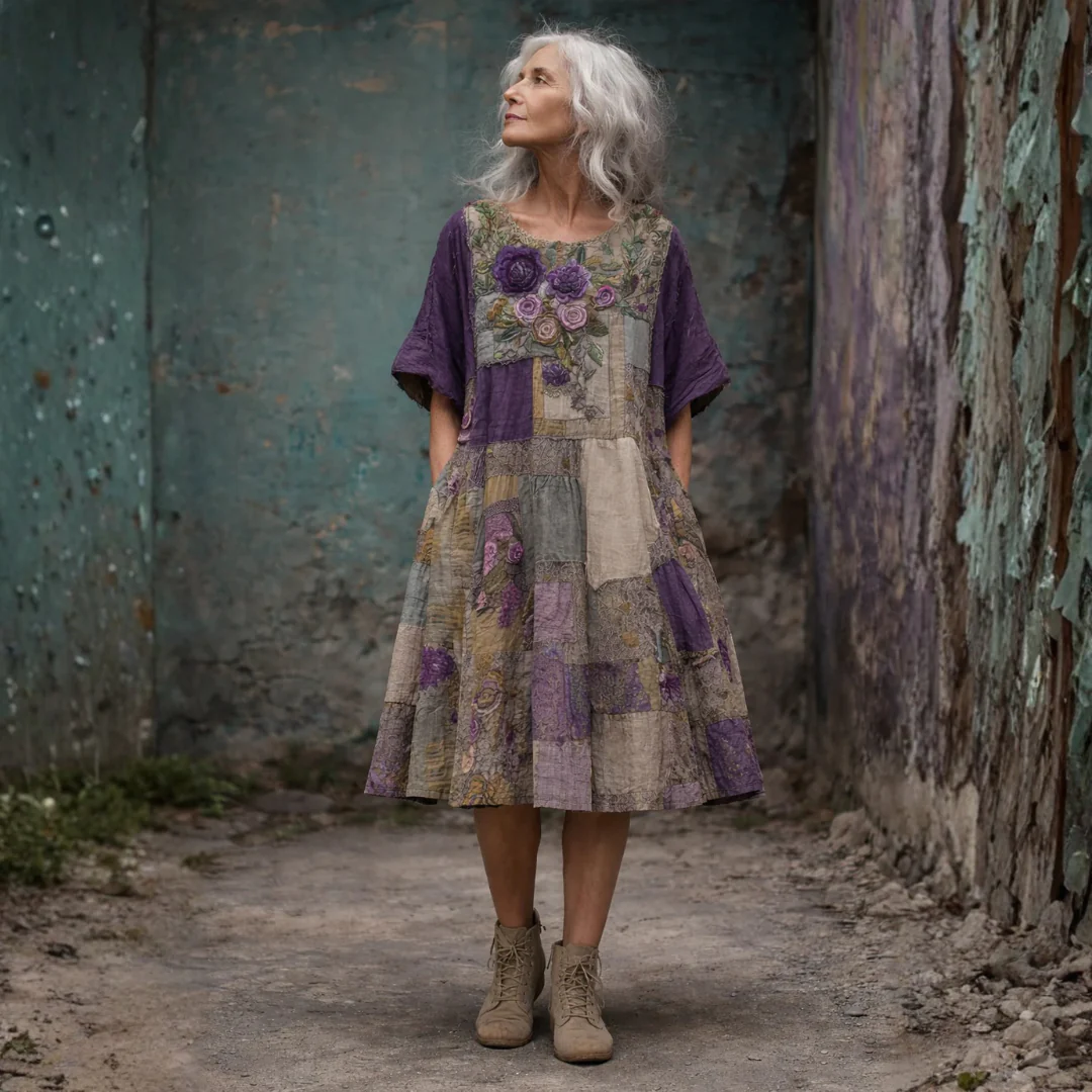Robe Vintage à Broderies Florales - Image 2