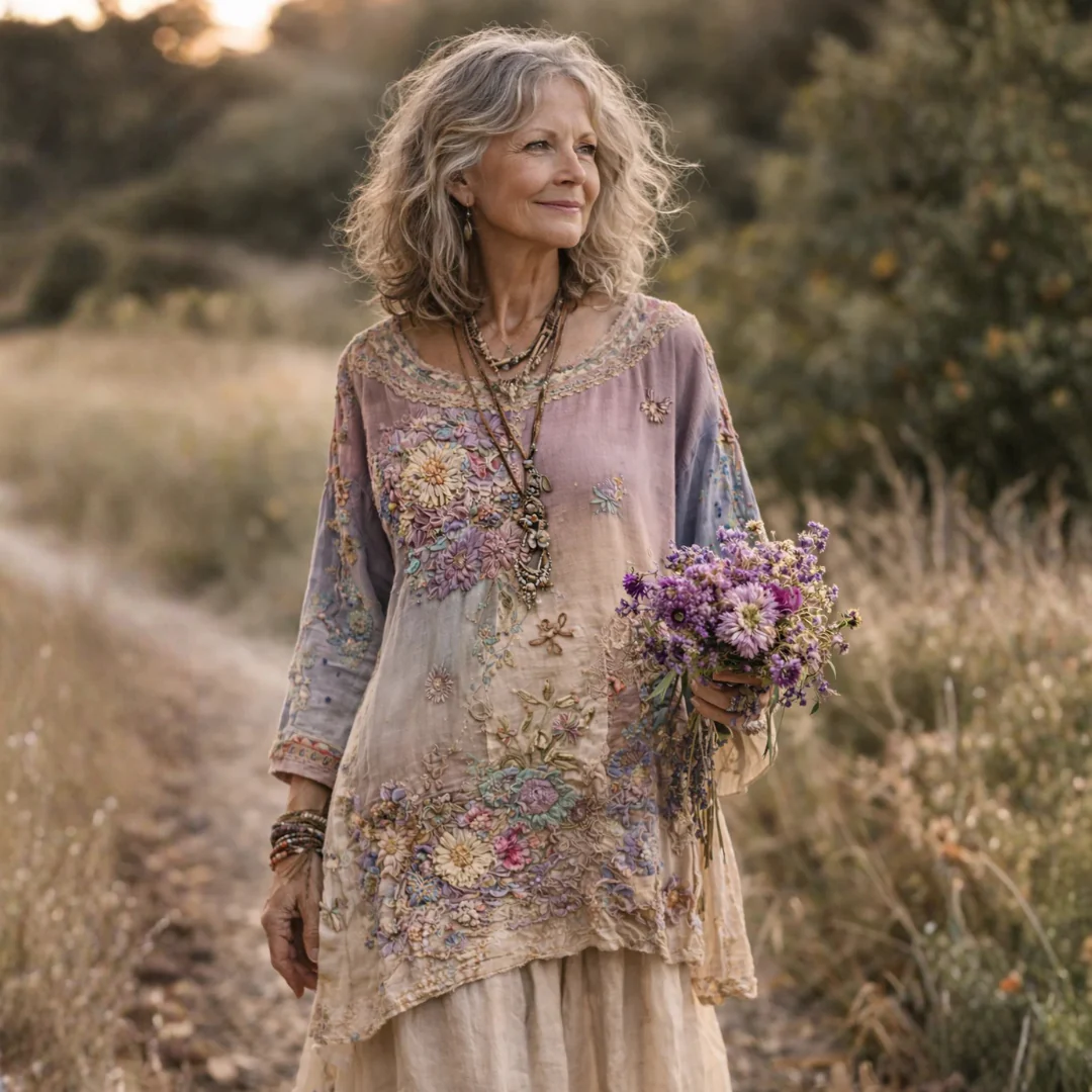 Robe Vintage à Broderies Florales - Image 3