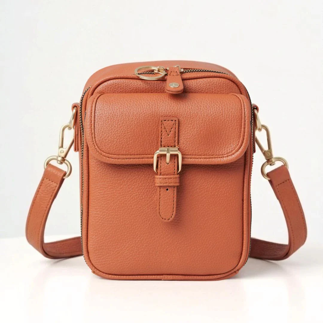Sac bandoulière spacieux cuir vegan multifonction