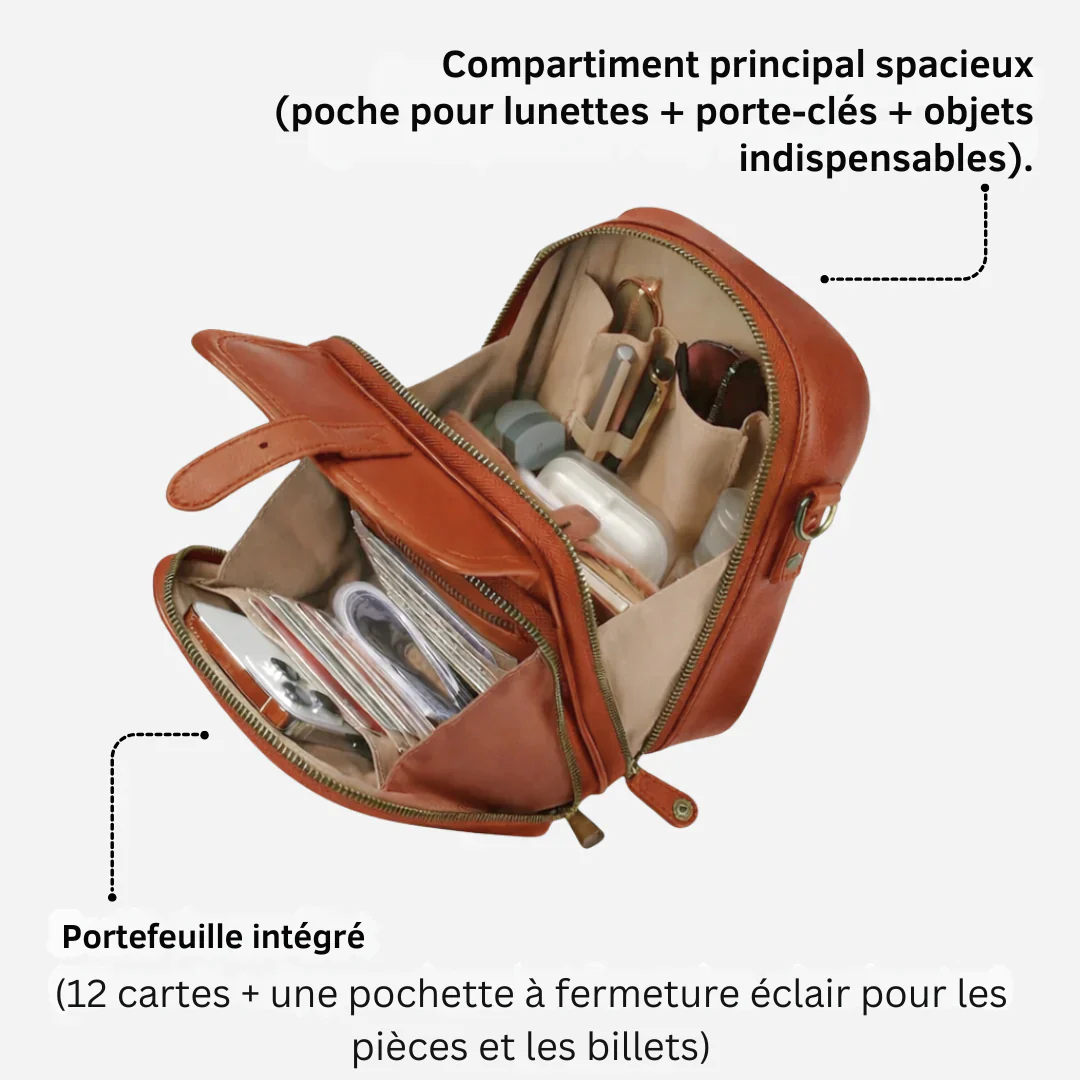 Sac bandoulière spacieux cuir vegan multifonction - Image 20