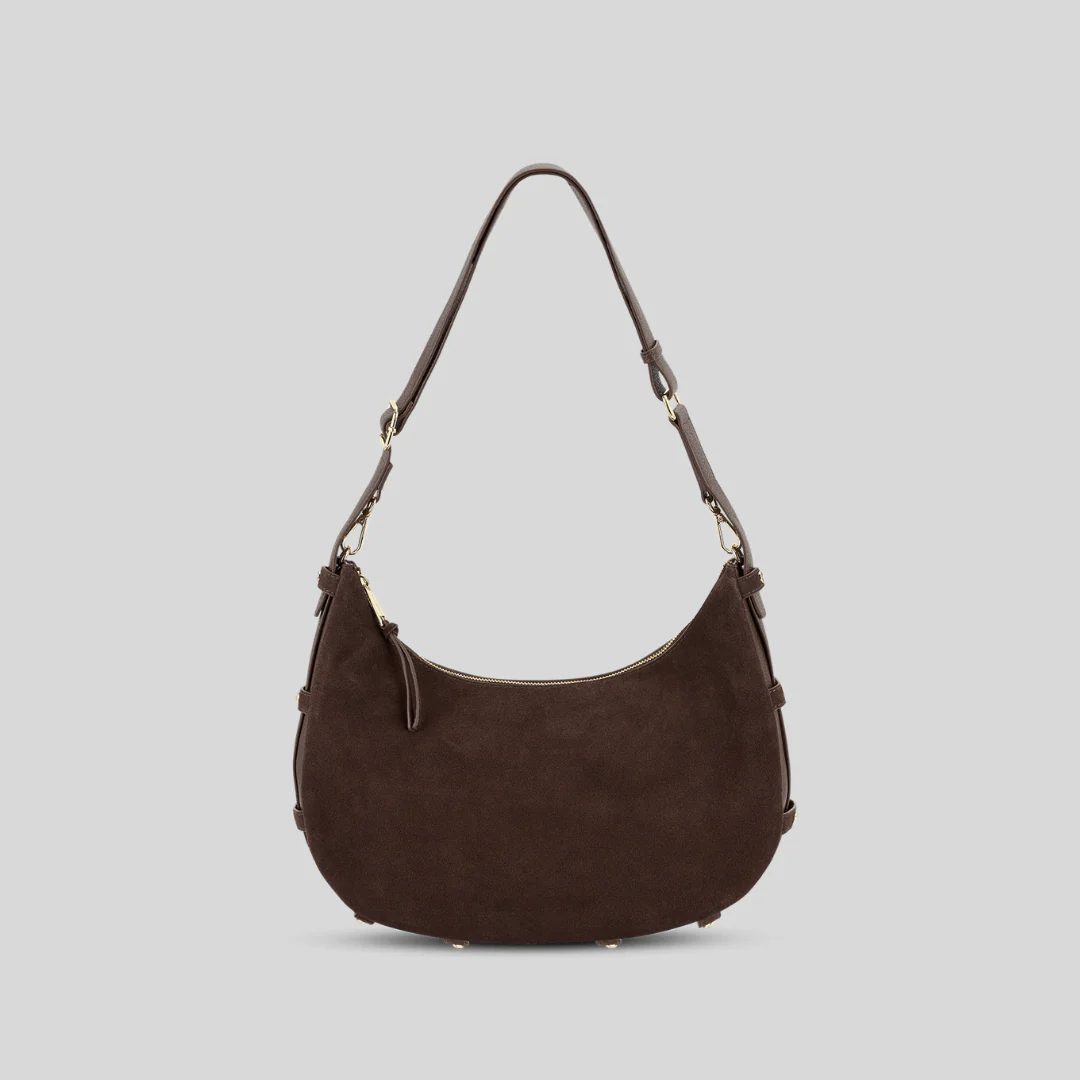 Sac demi-lune en suédine café