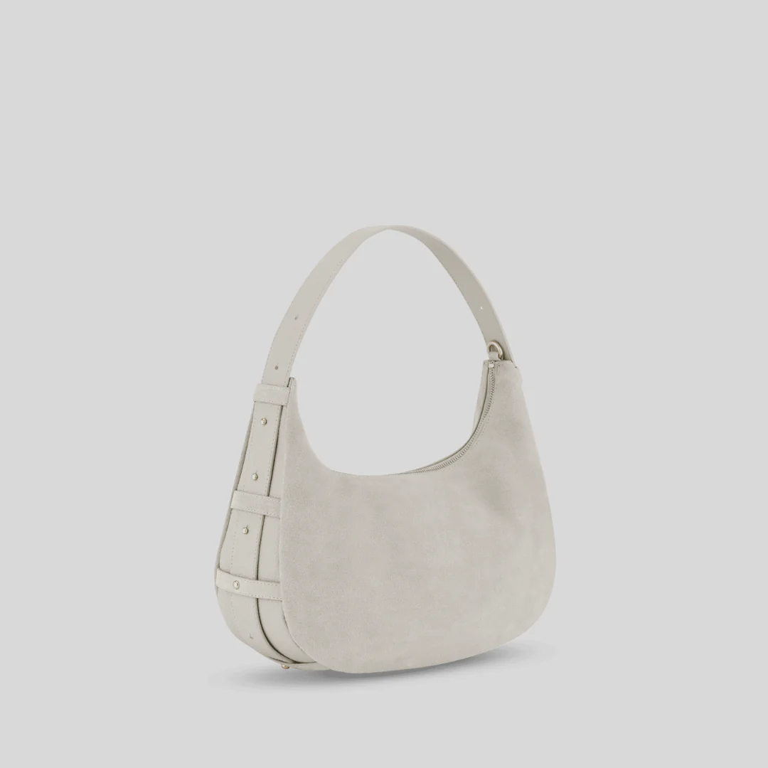 Sac demi-lune en suédine café - Image 18