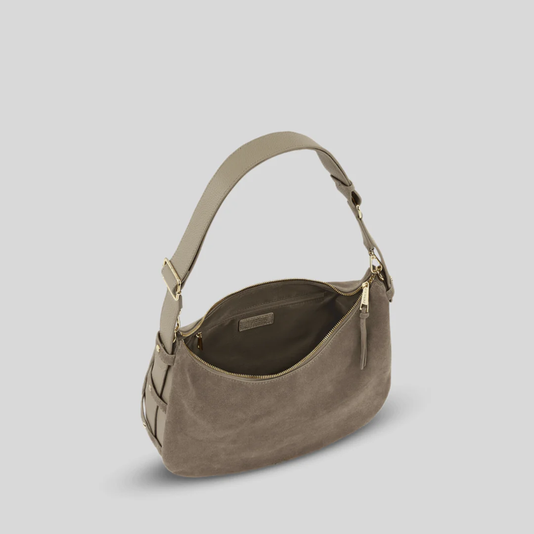 Sac demi-lune en suédine café - Image 27