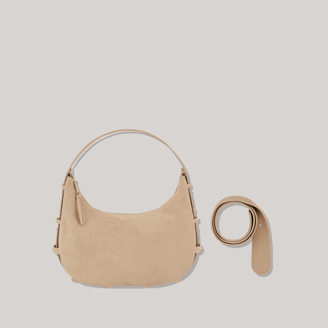 Sac demi-lune en suédine café - Image 36