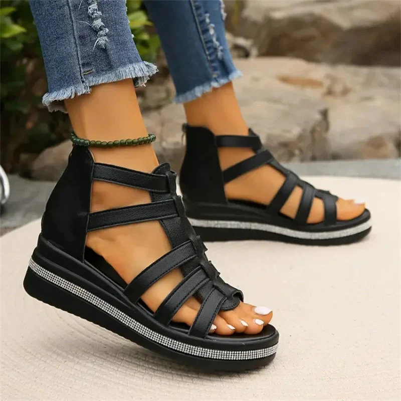 Sandales à strass avec semelle compensée - Image 2