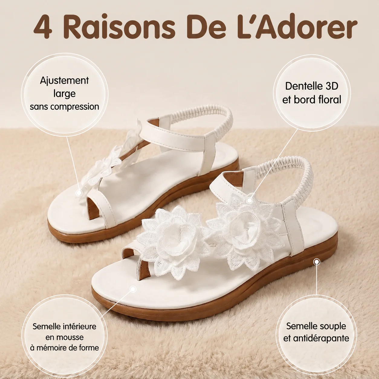 Sandales fleuries confortables pour femme - Image 12