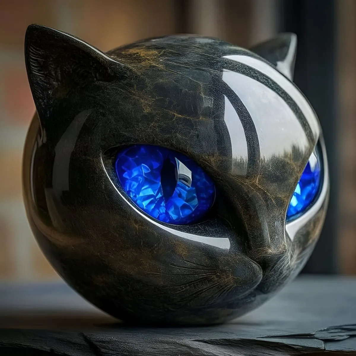 Sculpture Chat Noir en pierre - Image 2