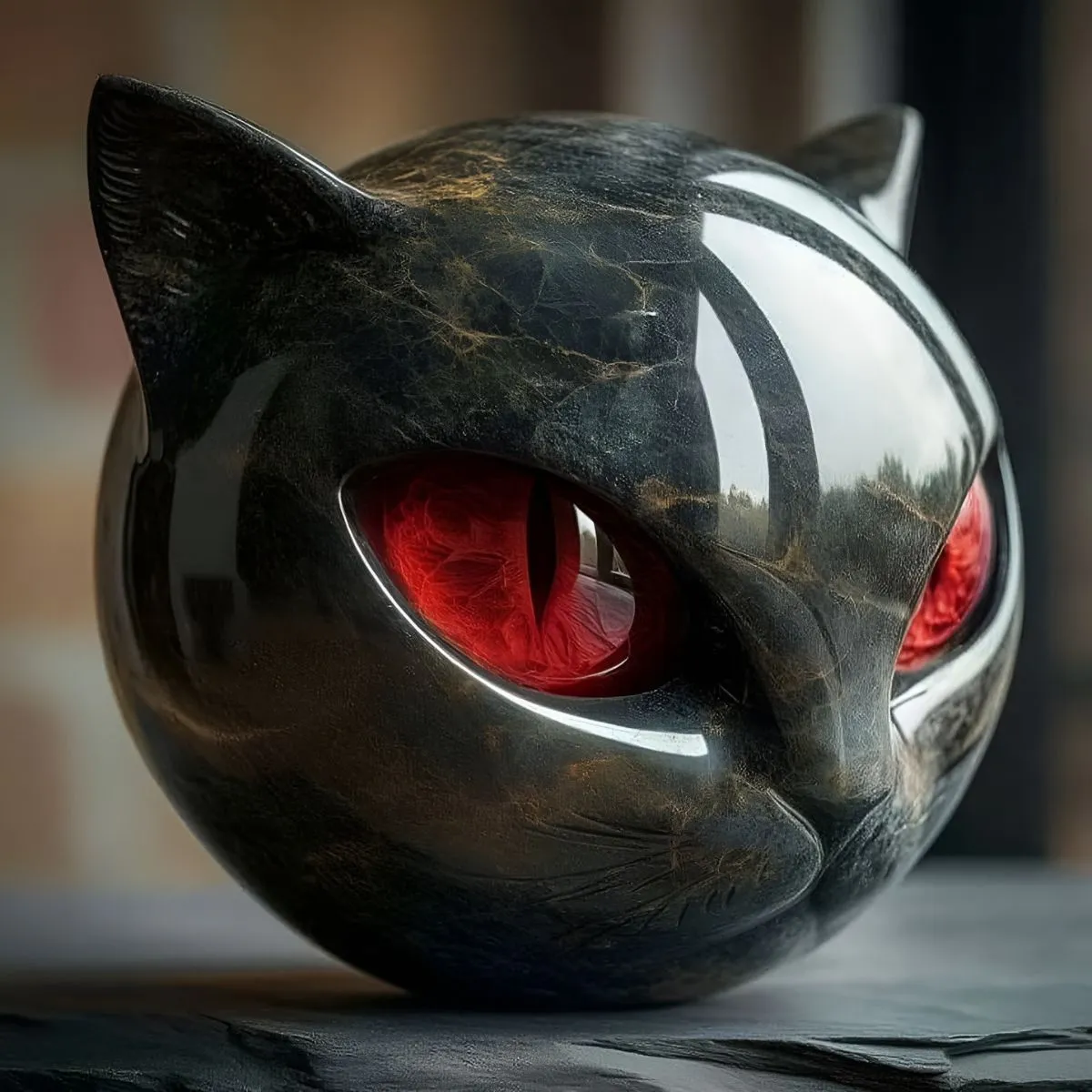 Sculpture Chat Noir en pierre - Image 4