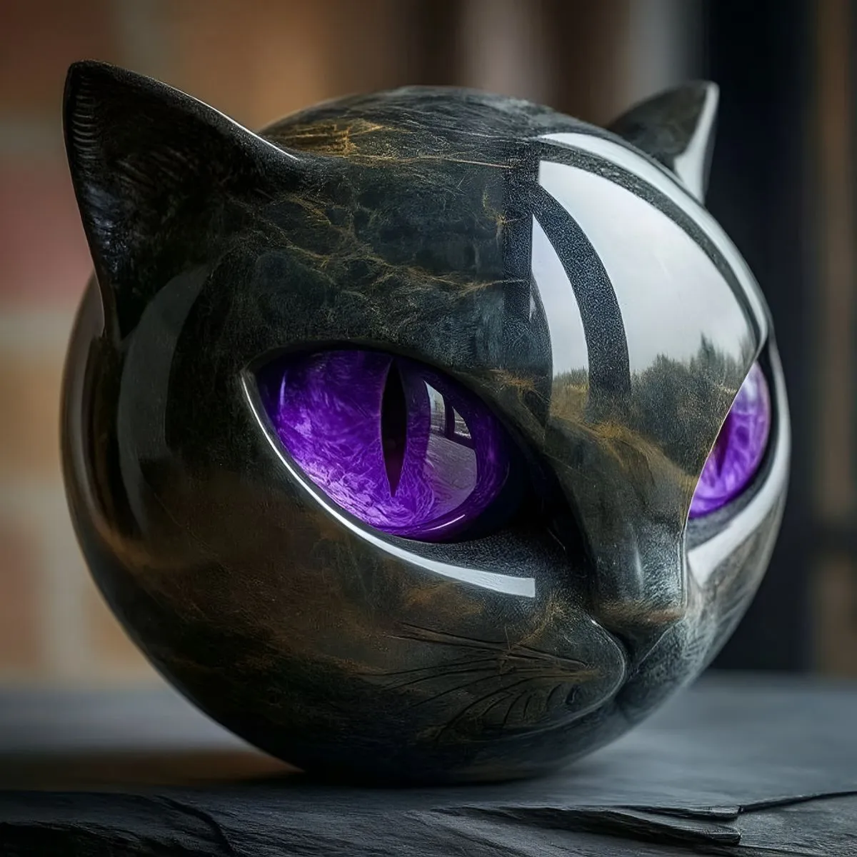 Sculpture Chat Noir en pierre - Image 5