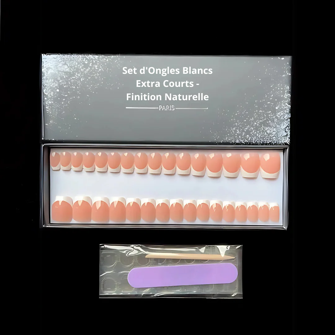 Set Ongles Blancs Extra Courts - Finition Naturelle