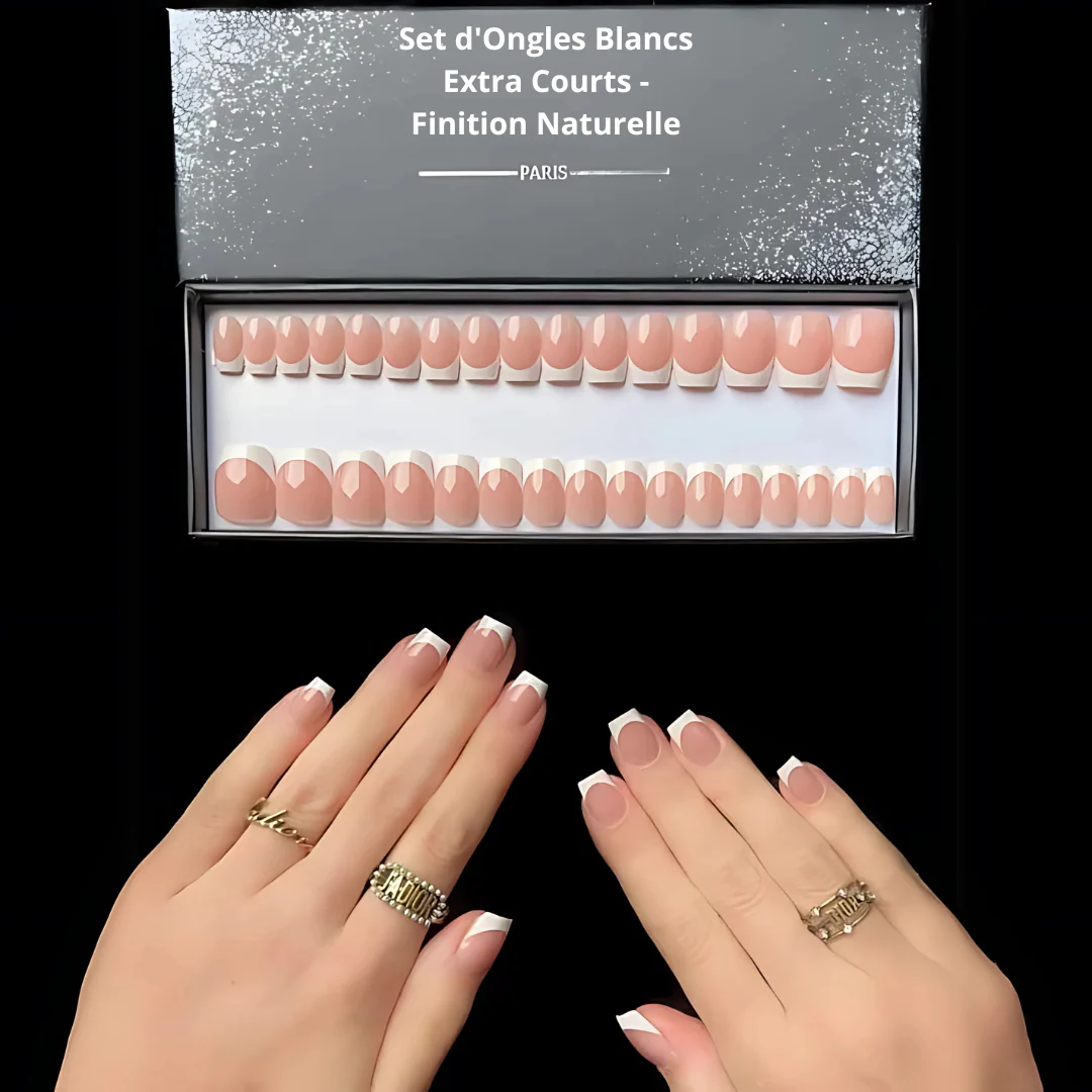Set Ongles Blancs Extra Courts - Finition Naturelle - Image 12