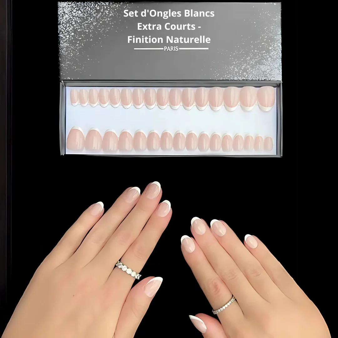 Set Ongles Blancs Extra Courts - Finition Naturelle - Image 4