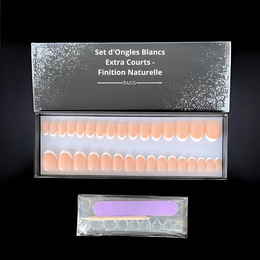 Set Ongles Blancs Extra Courts - Finition Naturelle - Image 5