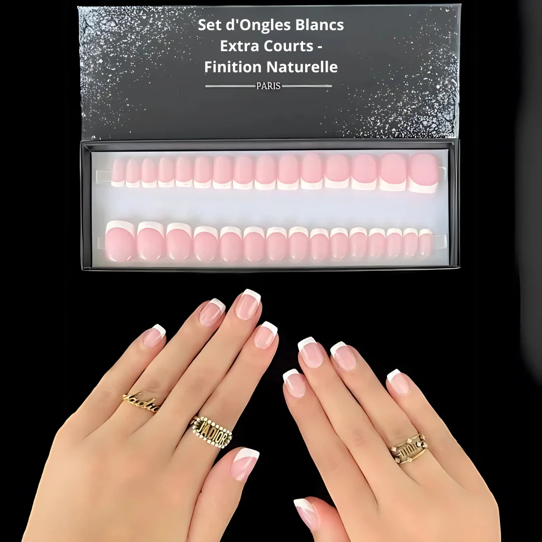 Set Ongles Blancs Extra Courts - Finition Naturelle - Image 8