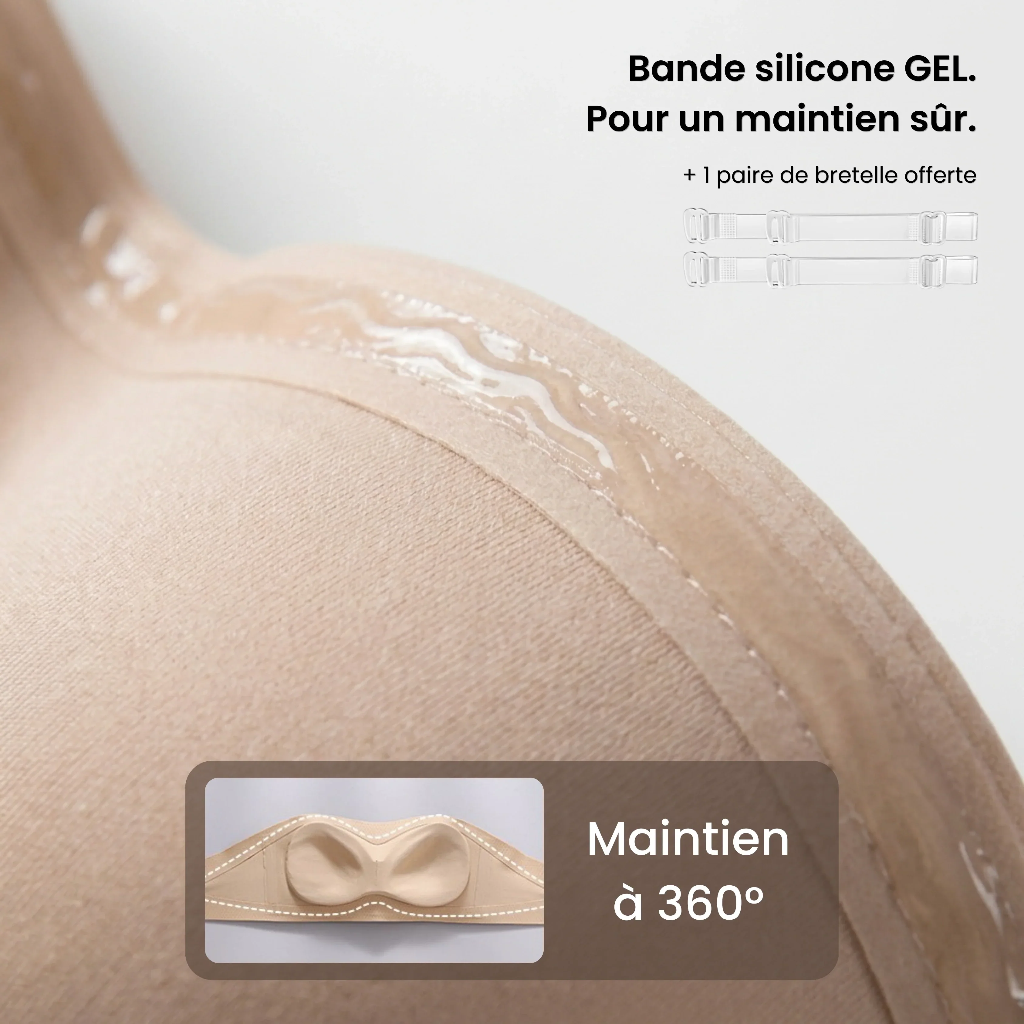 Soutien-gorge invisible sans bretelles push-up discret - Image 3