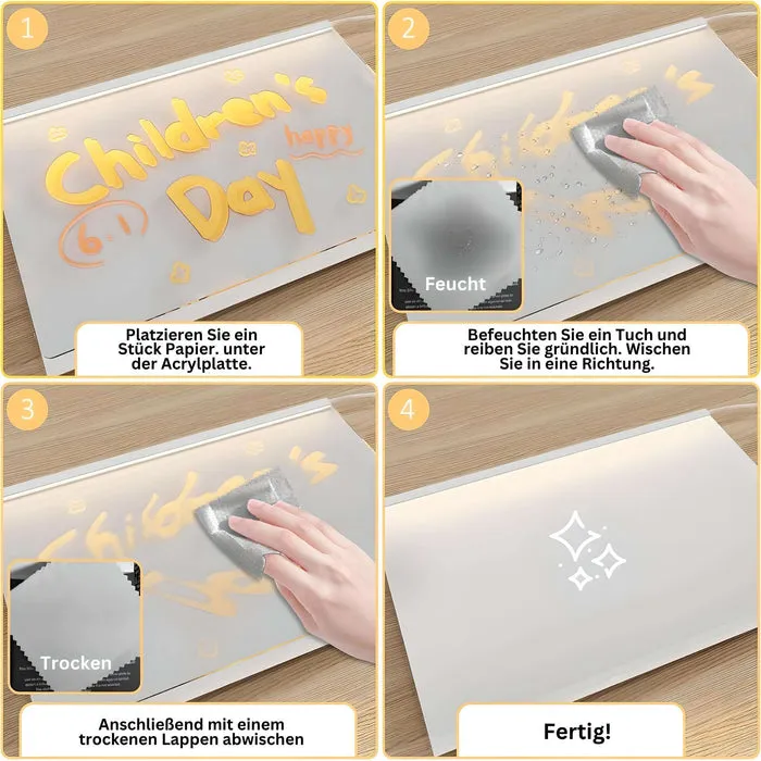 Tablette à dessin LED lumineuse avec 7 stylos – Réutilisable & Créative - Image 7