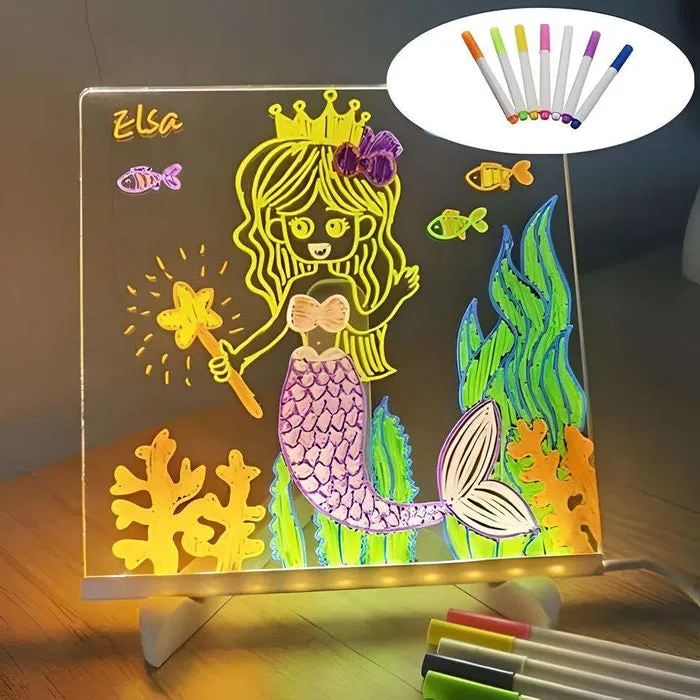 Tablette à dessin LED lumineuse avec 7 stylos – Réutilisable & Créative - Image 8