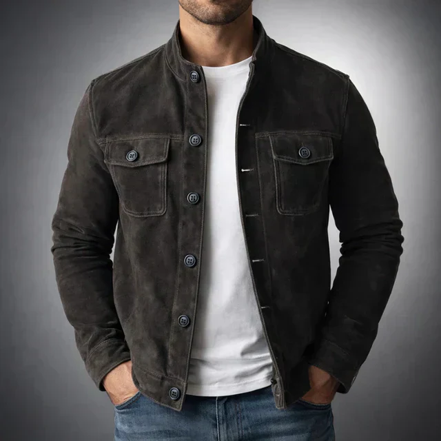 Veste en daim homme, boutonnière et élégante - Image 4