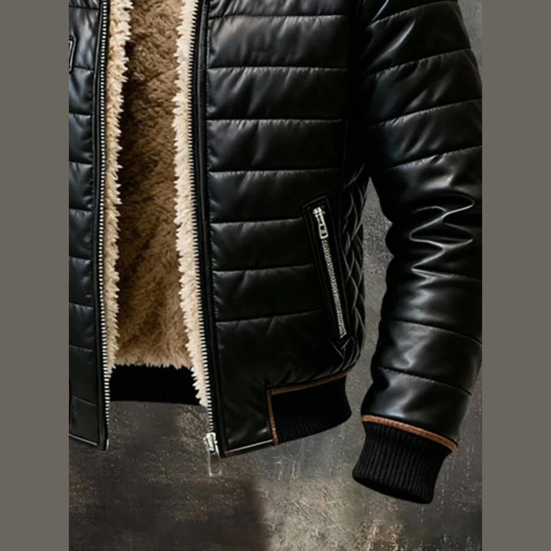 Veste matelassée noire à doublure Sherpa - Image 3